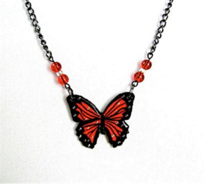 Glazed Paper Butterfly Pendant