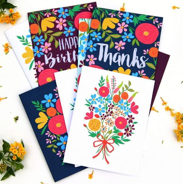 Flowery Greetings Printable Cards