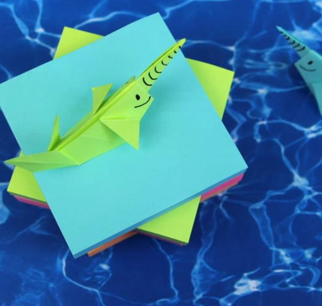 Seaworthy Sticky Note Origami Narwhal