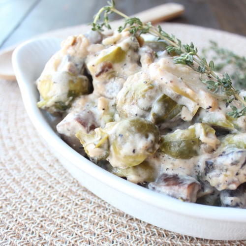 Easy Brussels Sprout and Mushroom Casserole