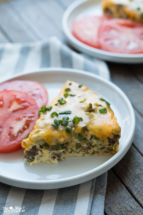 Slow Cooker Sausage and Green Chile Breakfast Casserole