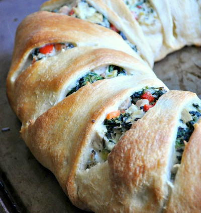 Lightened-Up Spinach Artichoke & Crescent Ring