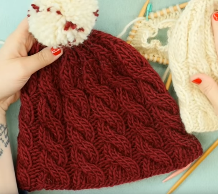 Red Chunky Knit Adult Hat 
