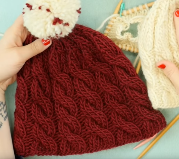 Chunky Winter Cable Knit Hat