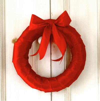 Simple Red Ribbon Wreath