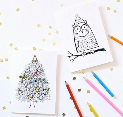 Free Printable Christmas Cards to Color