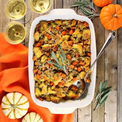 Baked Butternut Squash with Italian Sausage Stuffing