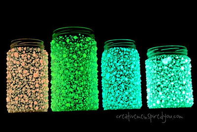 Recycled Glow-in-the-Dark Galaxy Mason Jar