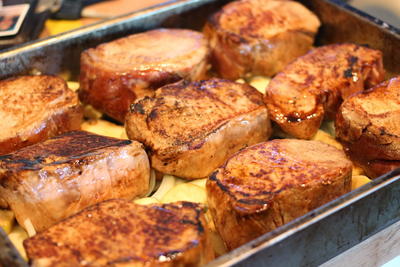 Apple and Onion Roast Pork Chops