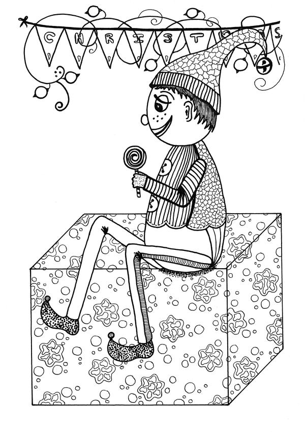 Holly Jolly Elf Coloring Page