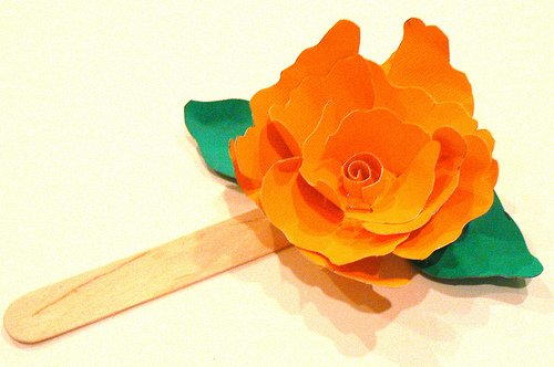 Cardstock Flower Popsicle Stick Bookmark