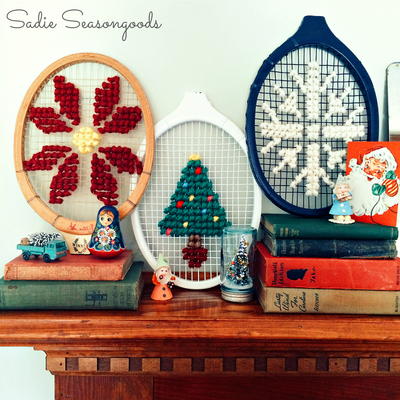 Cross-Stitched Vintage Tennis Rackets
