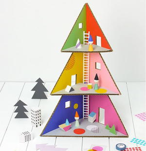 Christmas Tree Cardboard Doll House