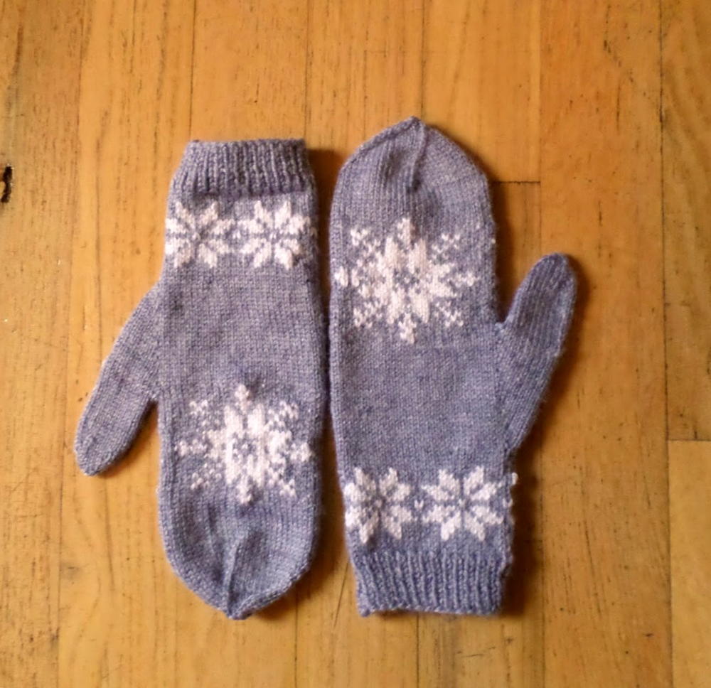 Ladies Snowflake Fairisle Aztec Knitted Mittens Thermal Fleece Lined Winter Warm 