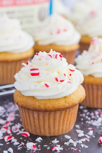 Vanilla Cupcakes with Peppermint Frosting