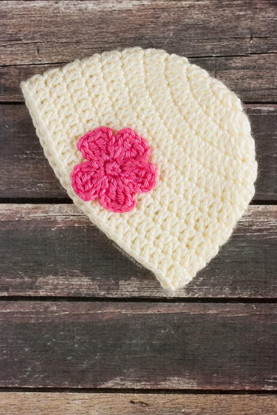 Simple Flower Crochet Beanie Pattern