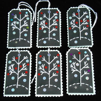 Embroidered Holiday Gift Tag Ornaments