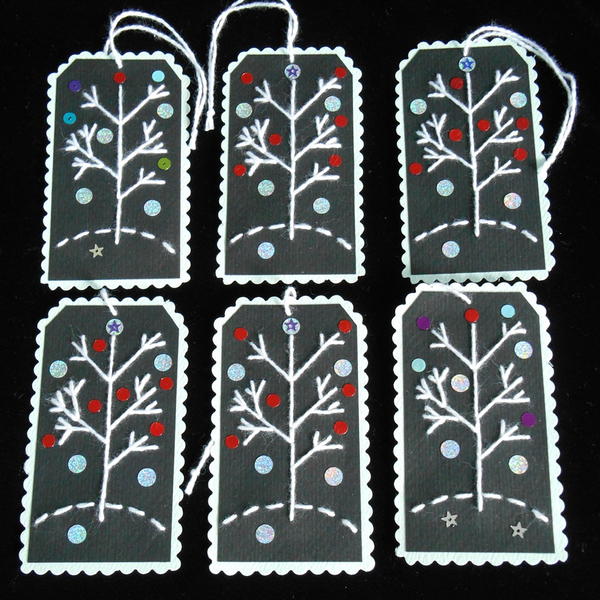 Embroidered Holiday Gift Tag Ornaments