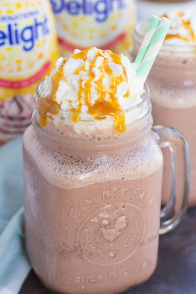 Frozen Salted Caramel Mocha Hot Chocolate