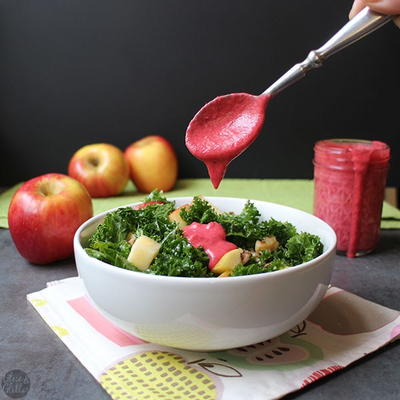 Holiday Kale Salad with Warm Cranberry Dressing