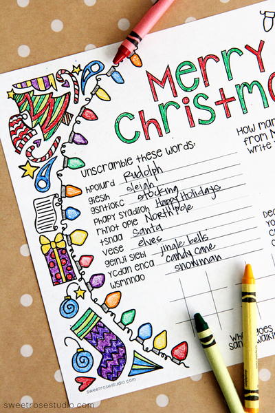 Quick Printable Christmas Worksheets