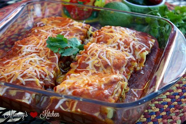 Beef Enchilada Lasagna Roll-Ups | FaveSouthernRecipes.com