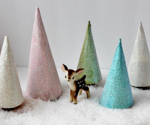 Glittery Toilet Paper Roll Christmas Trees