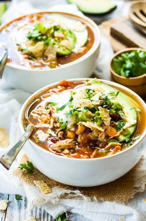 Healthy Slow Cooker Chicken Tortilla Soup