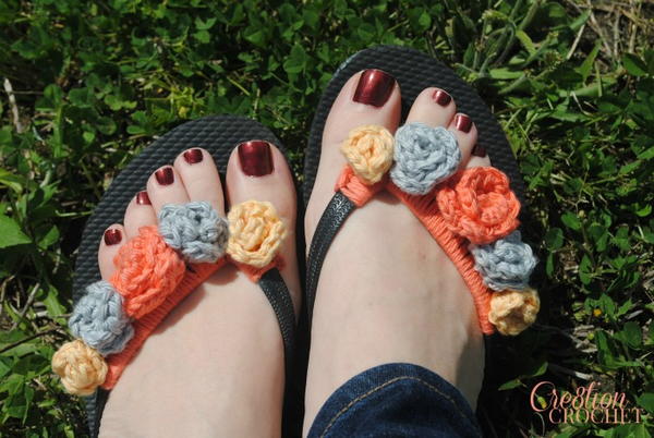 Crochet Flower Flip Flops