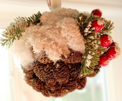 Snowy Pine Cone Ball Ornament