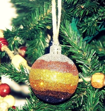 Glitter Striped Ball Ornaments