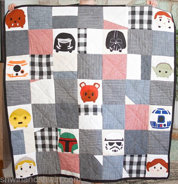 Image shows a close-up of the Force Be With You Quilt.