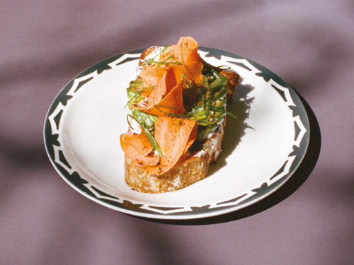 Avocado Toast with Pickled Carrots Garlic Cream and House Spice Mix
