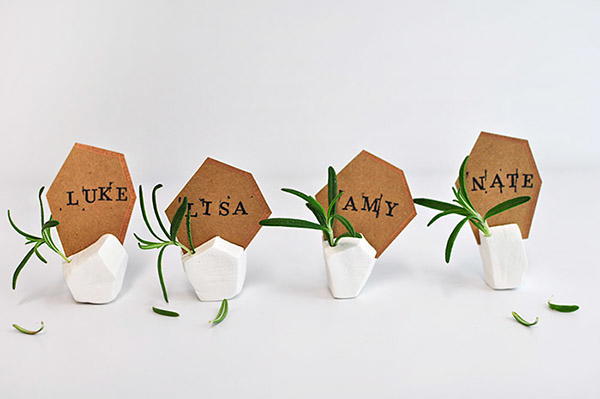 Geometric Clay Place Card Holders