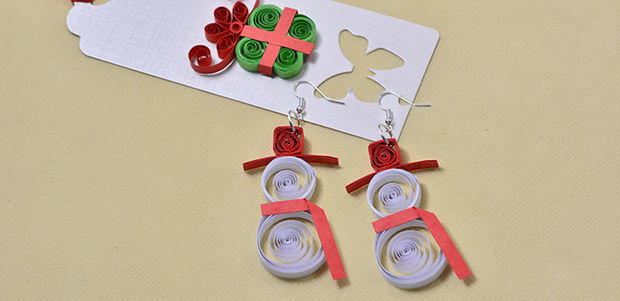 Paper Quilled Snowman Earrings