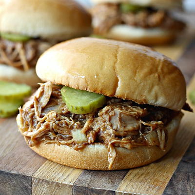 Slow Cooker BBQ Root Beer Chicken Sandwiches