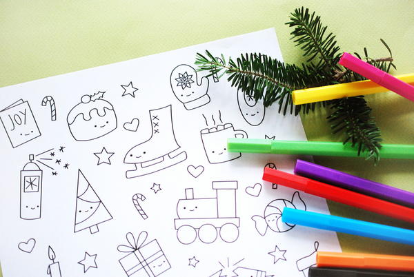 Cutesy Christmas Coloring Pages