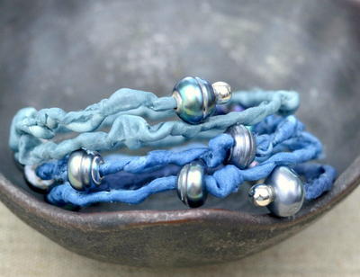 Beaded Blue Wrap Bracelet