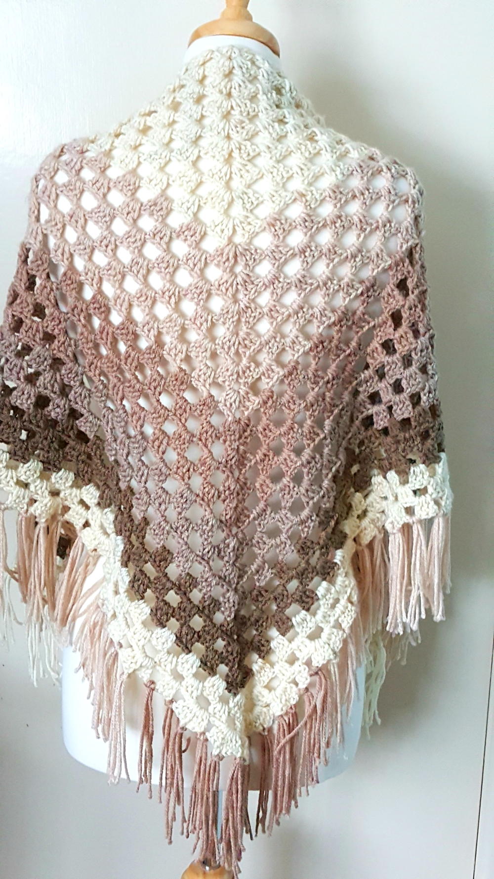 Long shawl crochet cotton ombre yarn with brushes