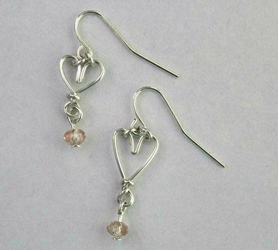 Heart Shaped Wire Wrapped Earrings