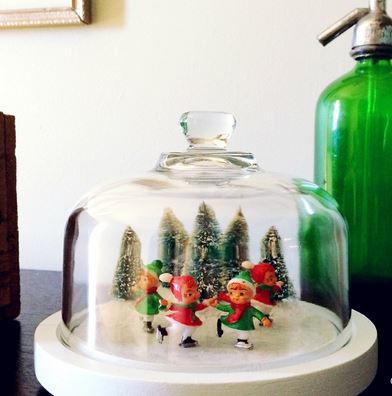 Upcycled Cheese Dome Homemade Snowglobe