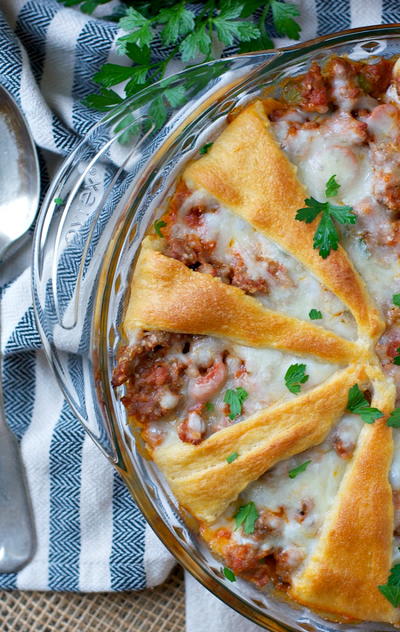 Sausage and Pepperoni Crescent Roll Pizza