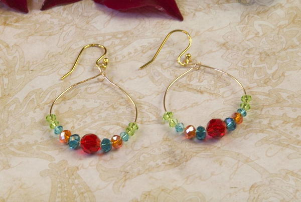 Colorful Beaded Hoop Earrings