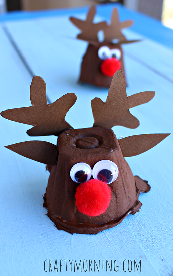 Adorable Recycled Egg Carton Reindeer