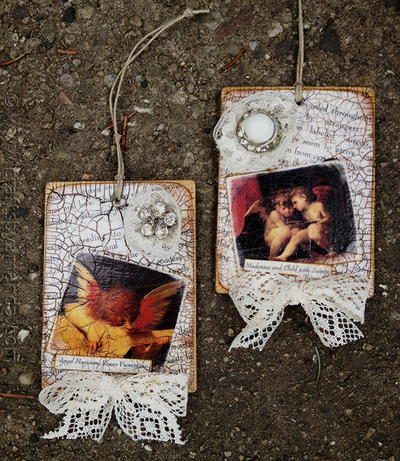 Vintage Crackle DIY Angel Ornaments