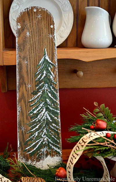 Recycled Ceiling Fan Blade Christmas Art
