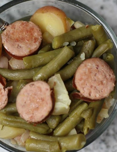 Slow Cooker Sausage Green Beans and Potatoes