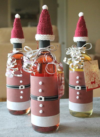 Wine Bottle Santa Hats