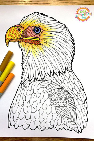 Bald Eagle Zentangle Coloring Page