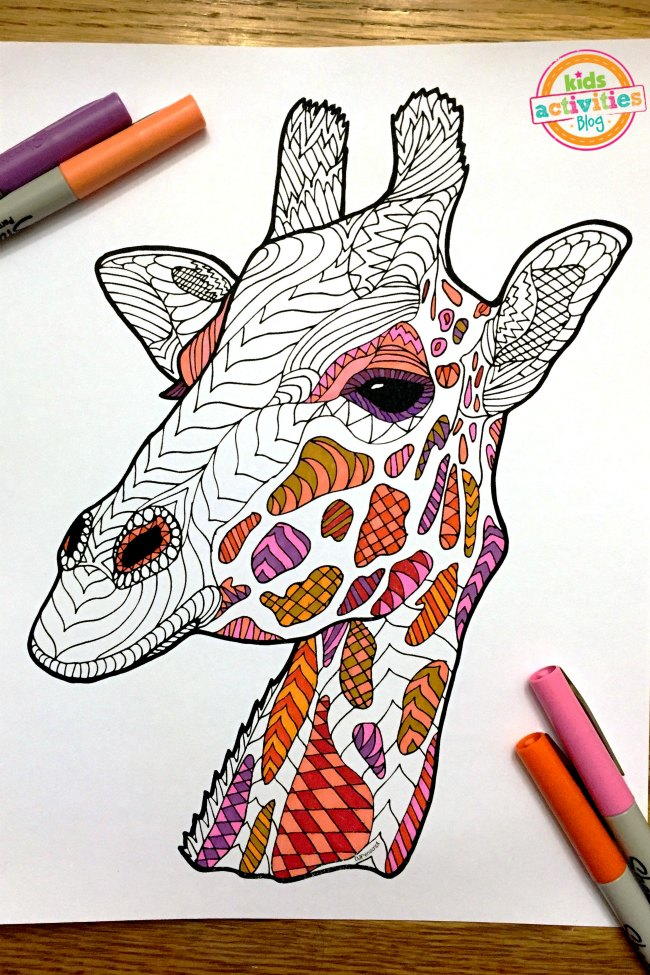 Giraffe Zentangle Coloring Page | FaveCrafts.com